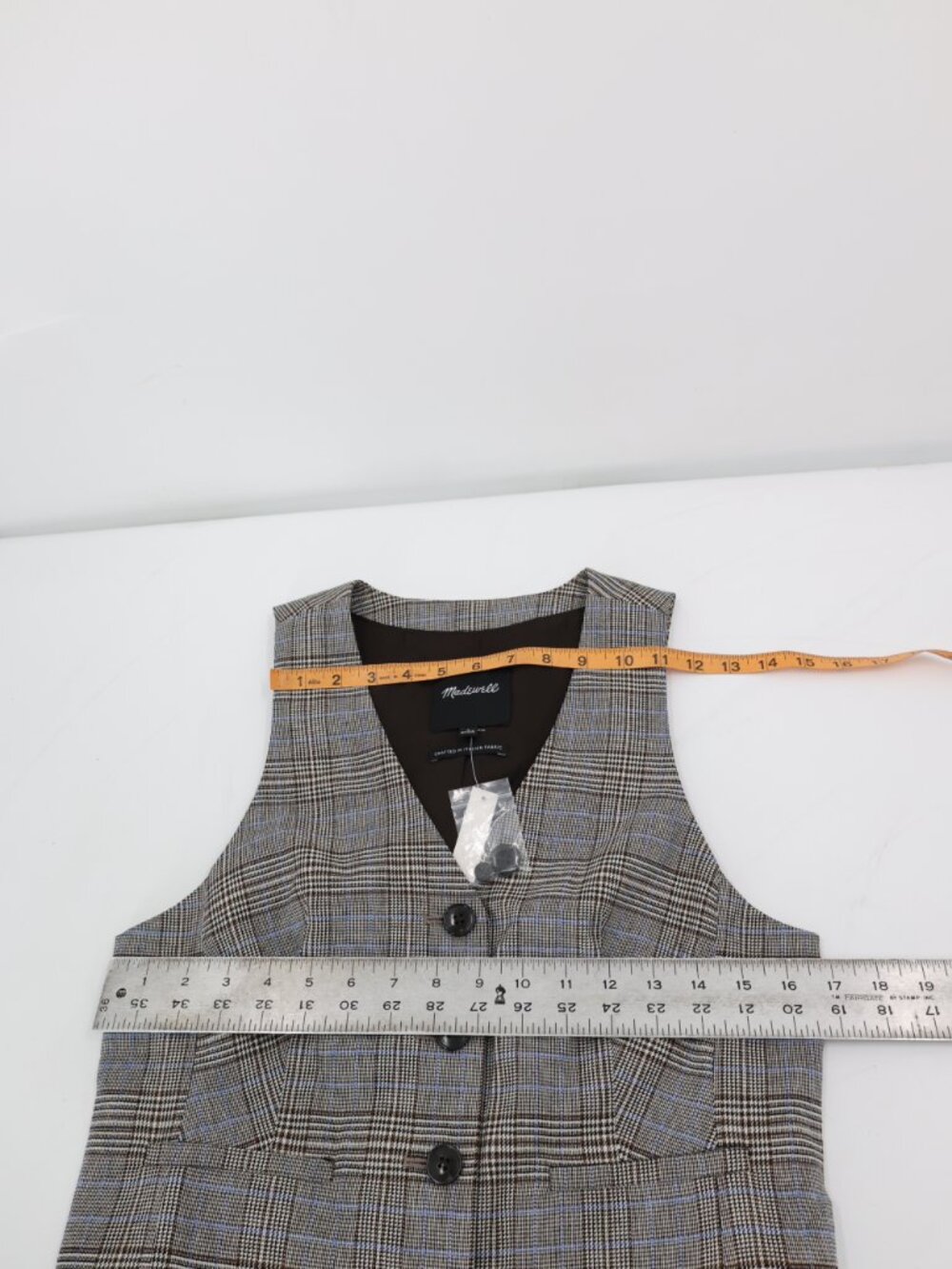NWT Madewell Vest Women 4 waisted yarn dye Plaid Italian Wool Blend gilet preppy - Picture 7 of 11